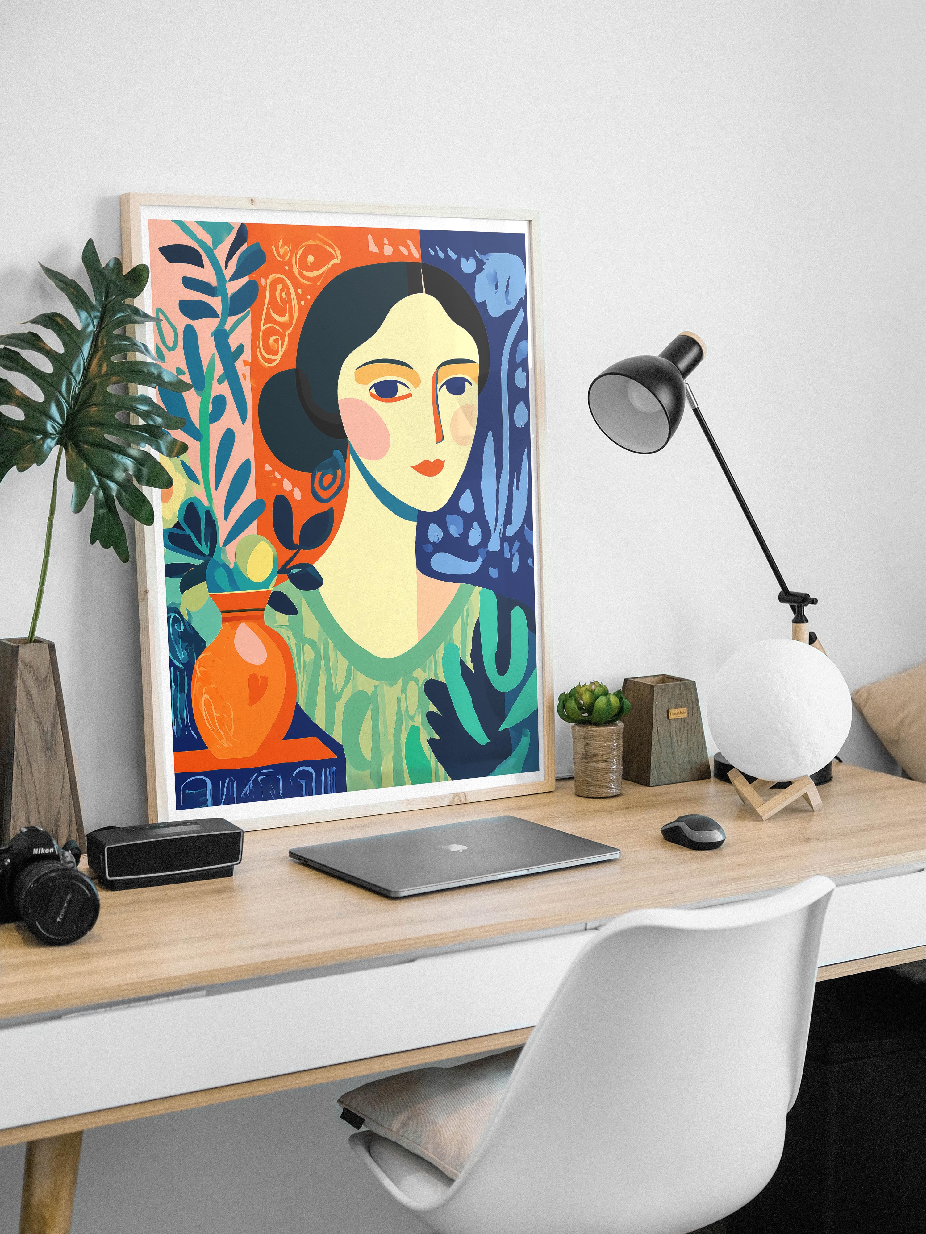 Colorful Modern Woman Portrait Poster | Bold Abstract Fauvist Style Wall Art