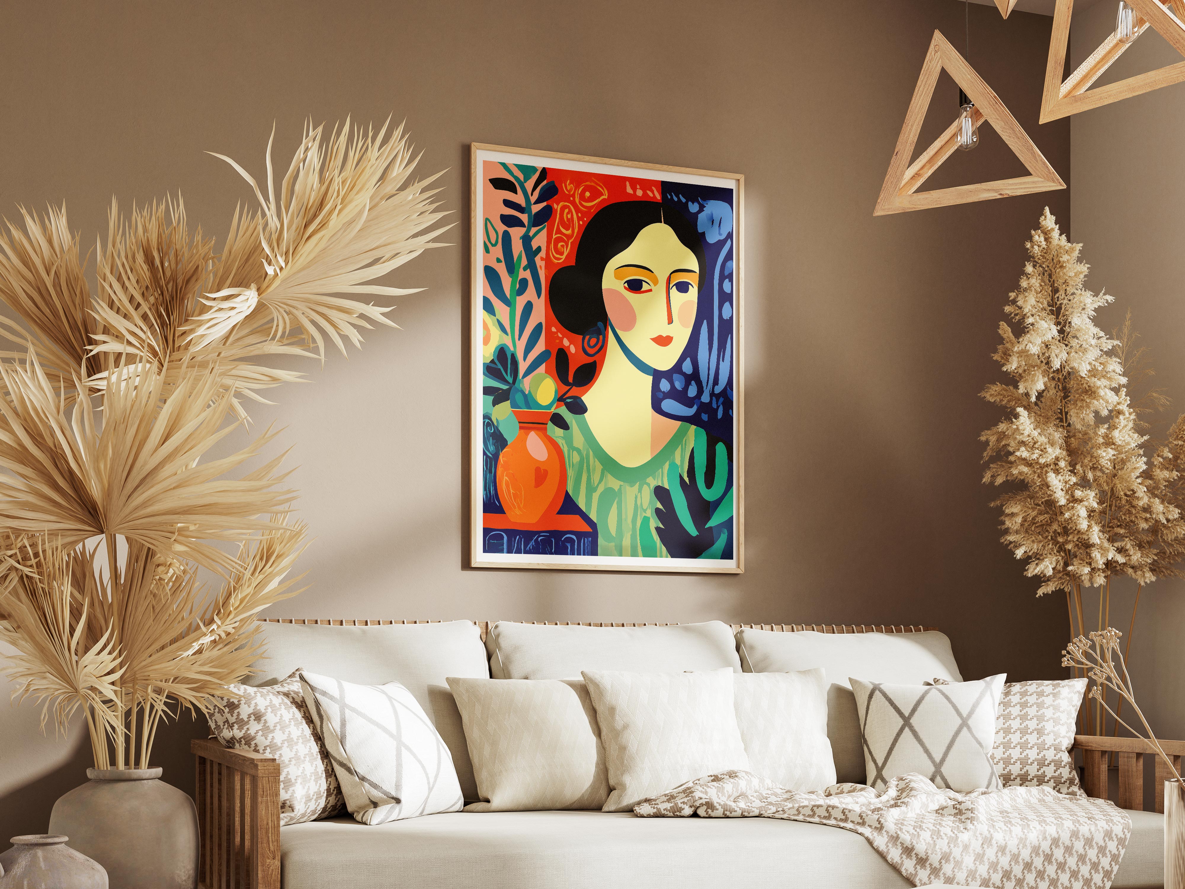 Colorful Modern Woman Portrait Poster | Bold Abstract Fauvist Style Wall Art