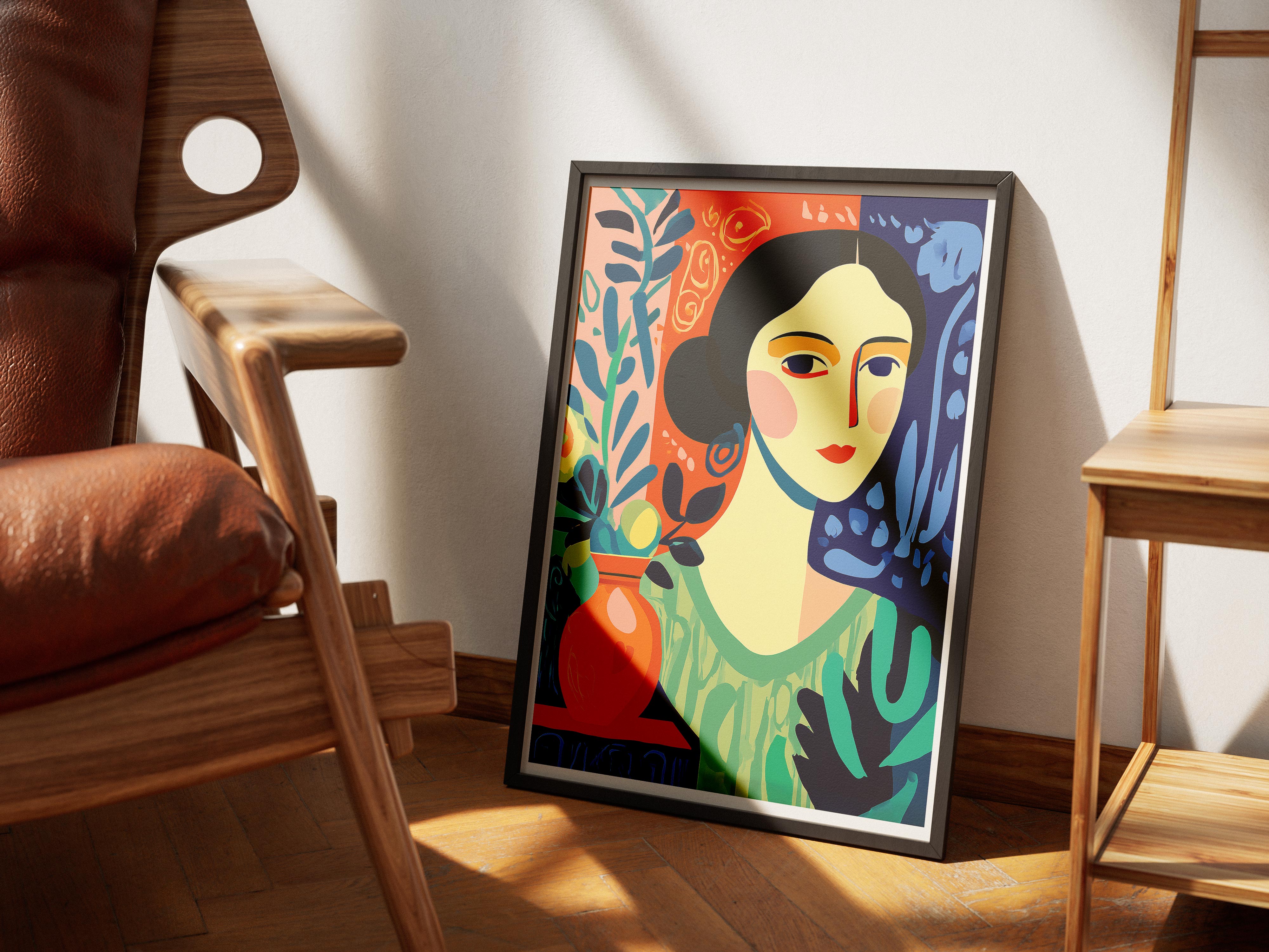 Colorful Modern Woman Portrait Poster | Bold Abstract Fauvist Style Wall Art