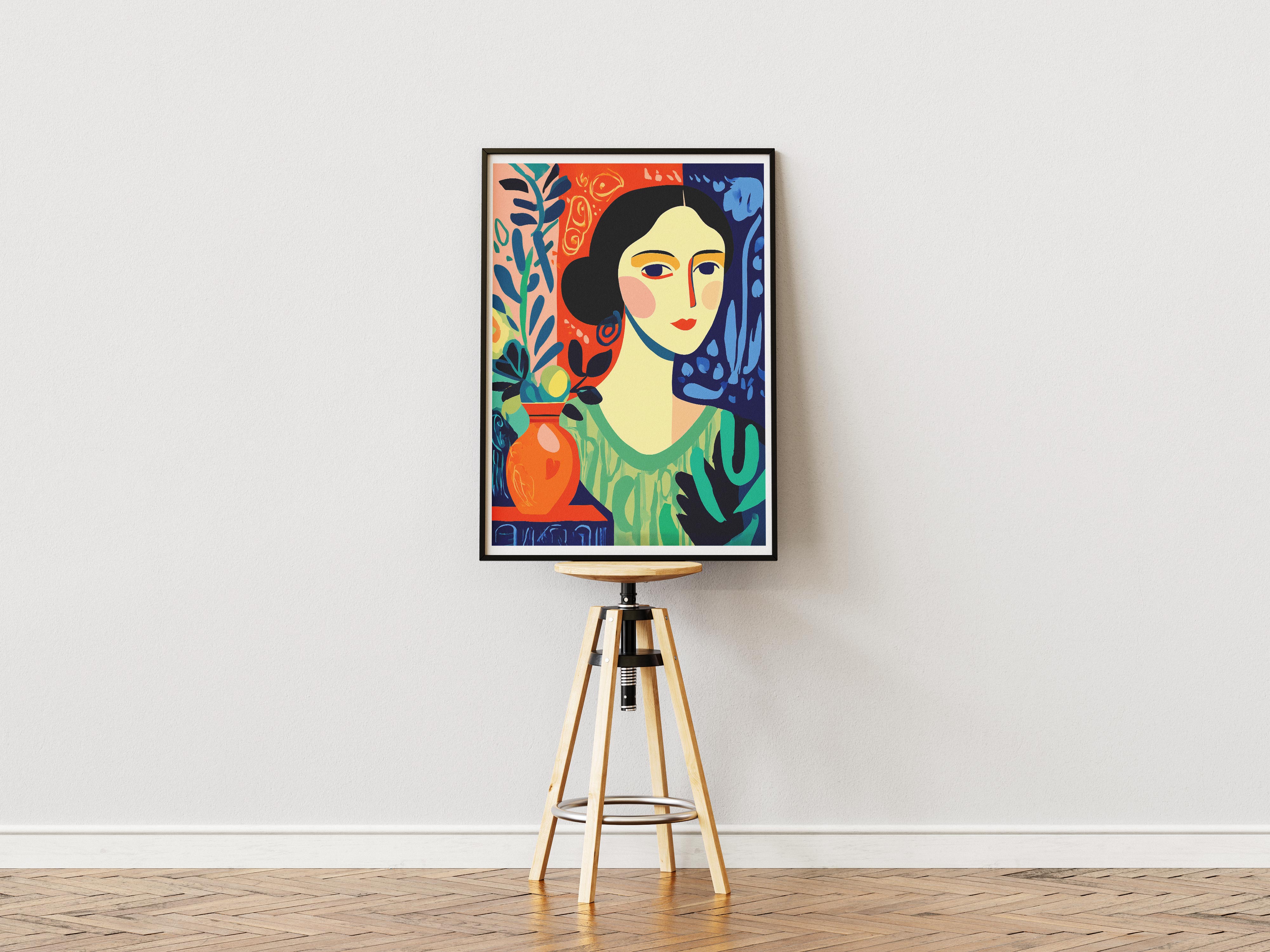 Colorful Modern Woman Portrait Poster | Bold Abstract Fauvist Style Wall Art