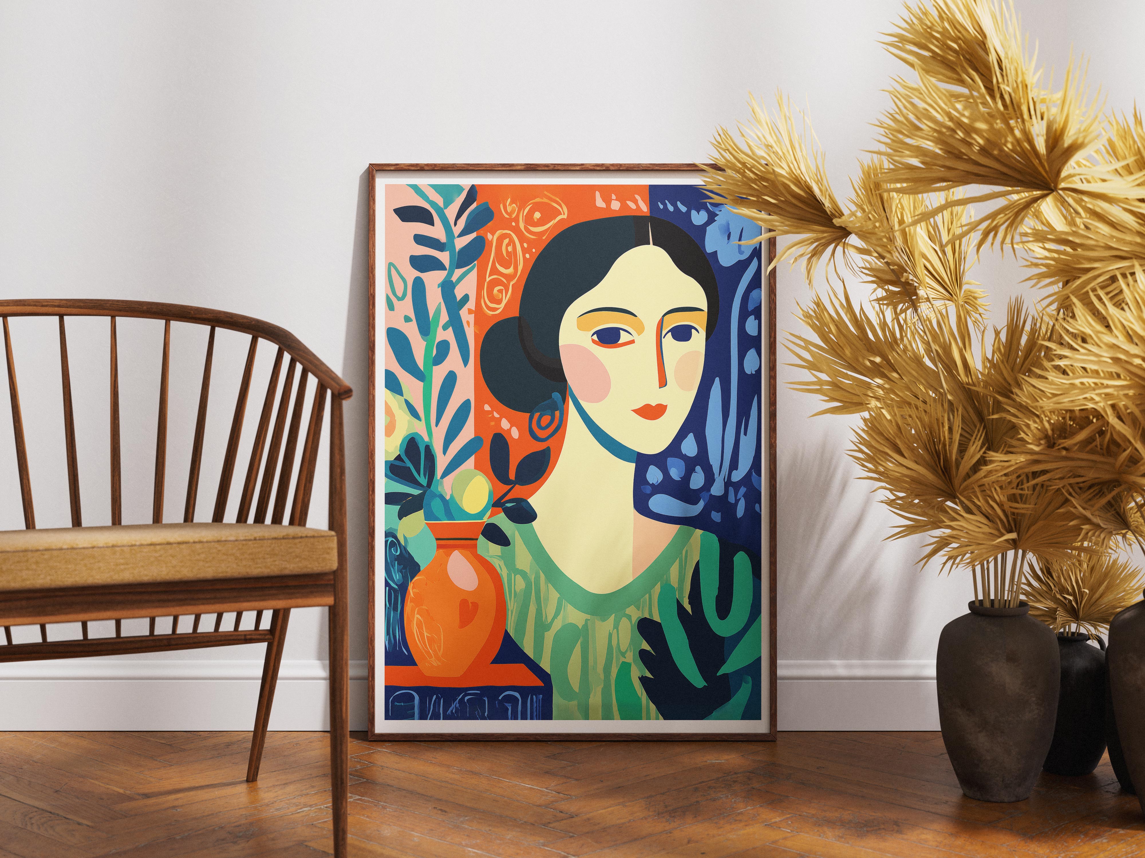 Colorful Modern Woman Portrait Poster | Bold Abstract Fauvist Style Wall Art