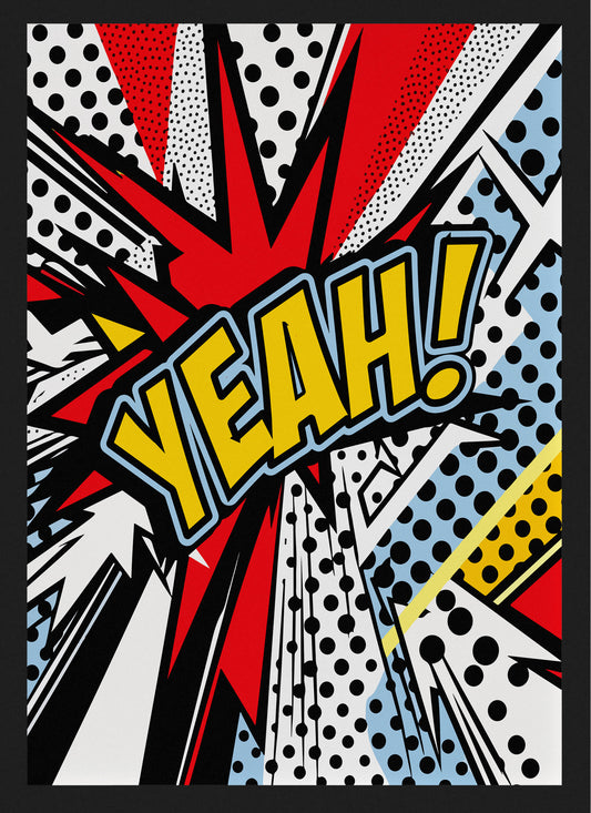 Yeah! Pop Art Poster | Retro Comic Explosion Wall Art Print