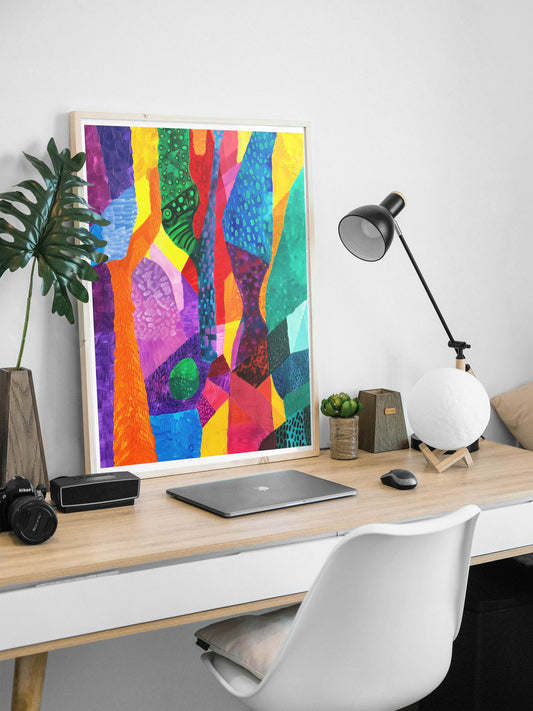 Colorful Geometric Abstract Poster | Vibrant Mid-Century Modern Wall Art