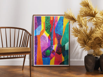Colorful Geometric Abstract Poster | Vibrant Mid-Century Modern Wall Art