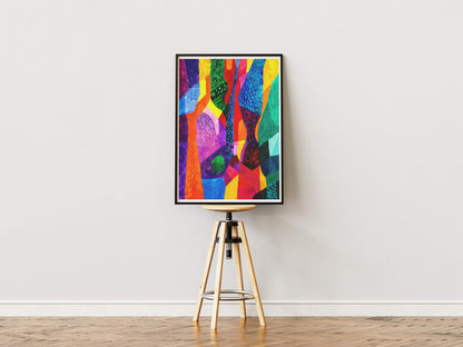 Colorful Geometric Abstract Poster | Vibrant Mid-Century Modern Wall Art