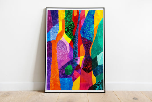Colorful Geometric Abstract Poster | Vibrant Mid-Century Modern Wall Art