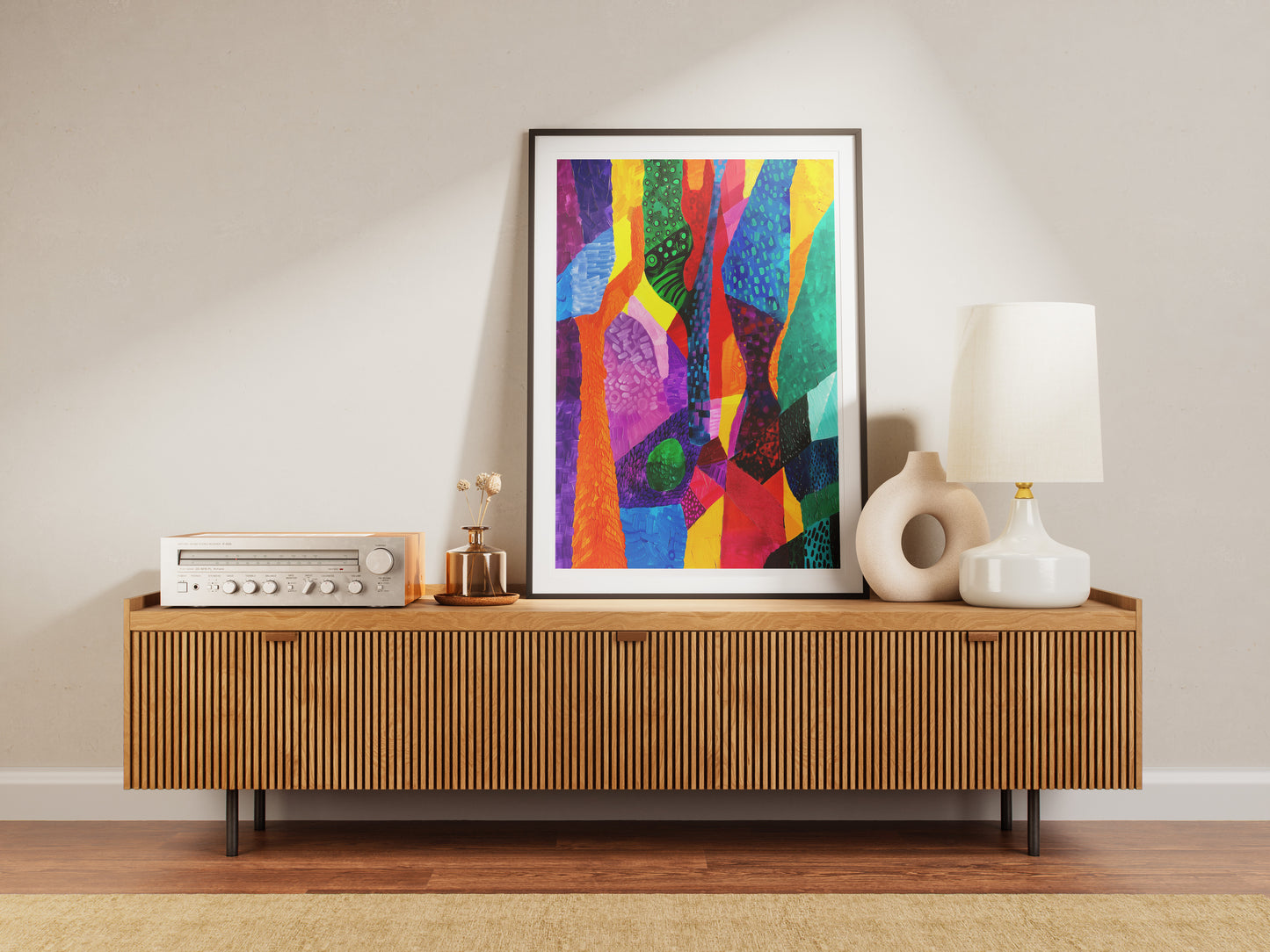 Colorful Geometric Abstract Poster | Vibrant Mid-Century Modern Wall Art
