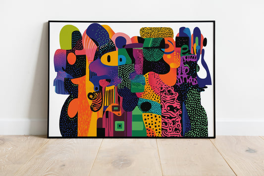 Dynamic Colorful Abstract Poster | Geometric Minimalist Wall Art for Modern Interiors