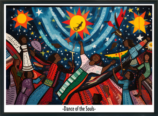 Dance of the Souls Poster | Afrocentric Spiritual Celebration Wall Art