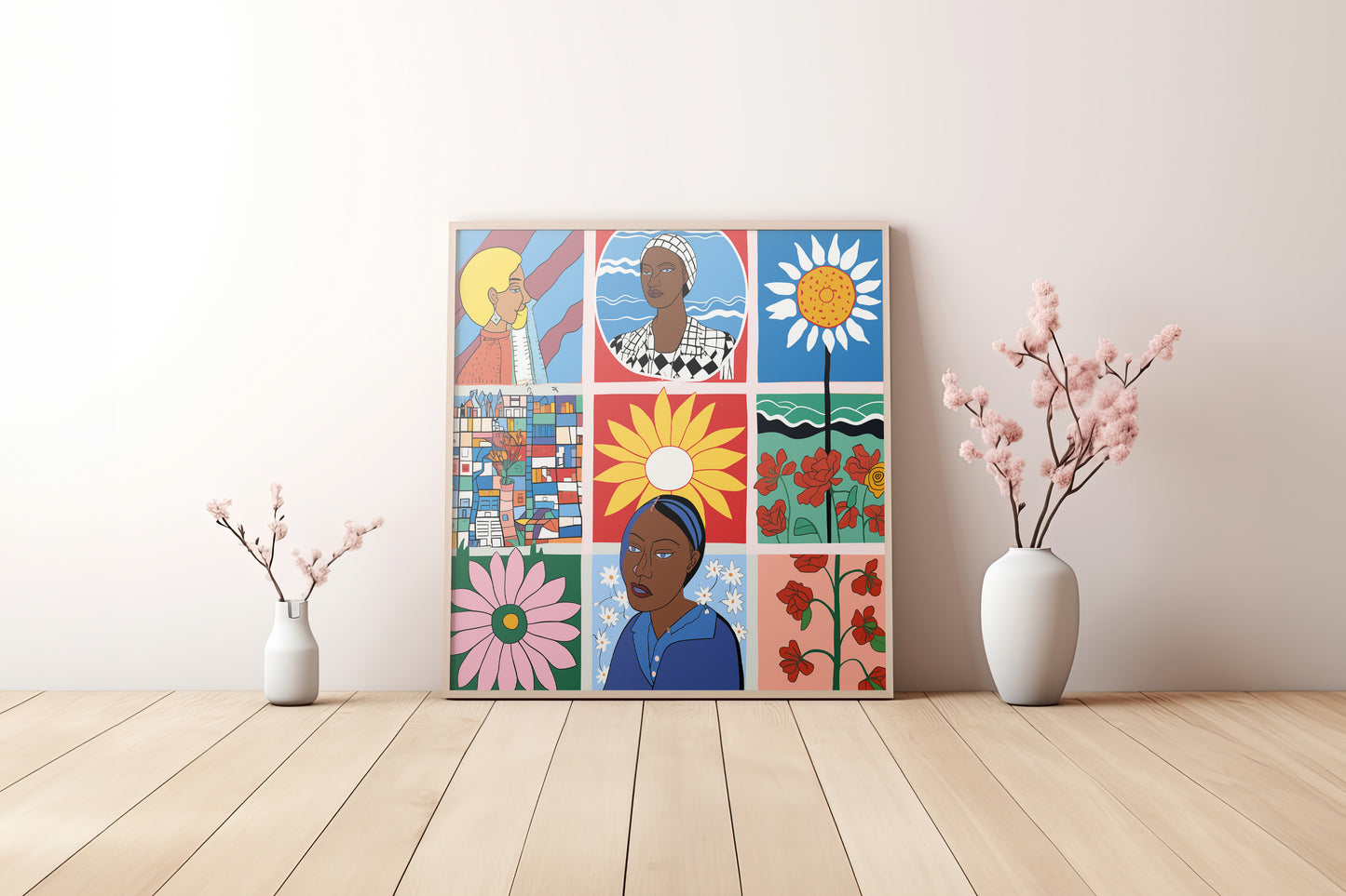 Feminist Portrait & Floral Poster | Afrocentric Storytelling Wall Art