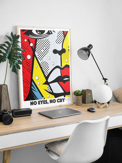 No Eyes No Cry Poster | Retro Dot Art Comic Style Print