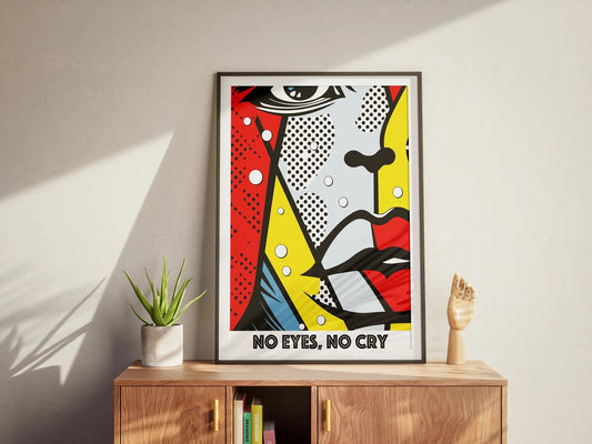 No Eyes No Cry Poster | Retro Dot Art Comic Style Print