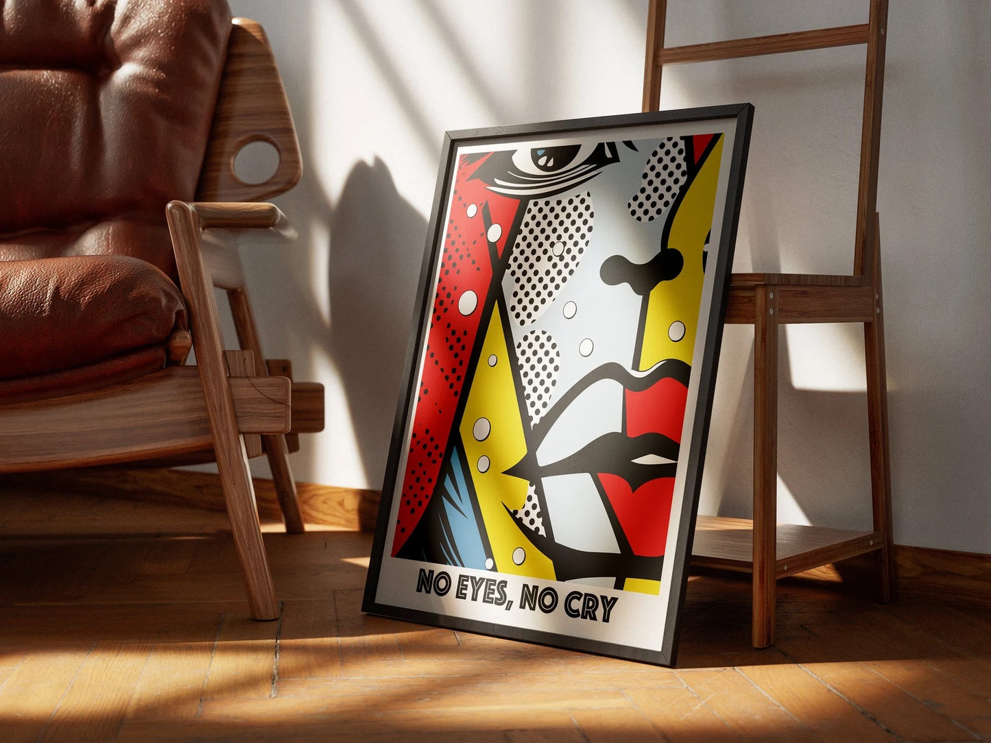 No Eyes No Cry Poster | Retro Dot Art Comic Style Print