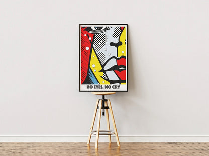 No Eyes No Cry Poster | Retro Dot Art Comic Style Print
