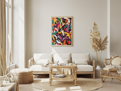 Dynamic Brushstroke Abstract Poster | Expressionist Color Splash Wall Art