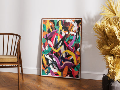Dynamic Brushstroke Abstract Poster | Expressionist Color Splash Wall Art