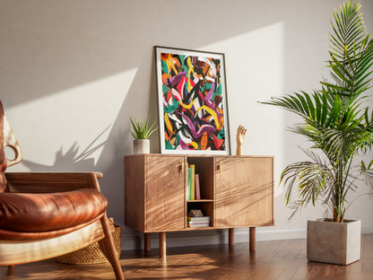Dynamic Brushstroke Abstract Poster | Expressionist Color Splash Wall Art