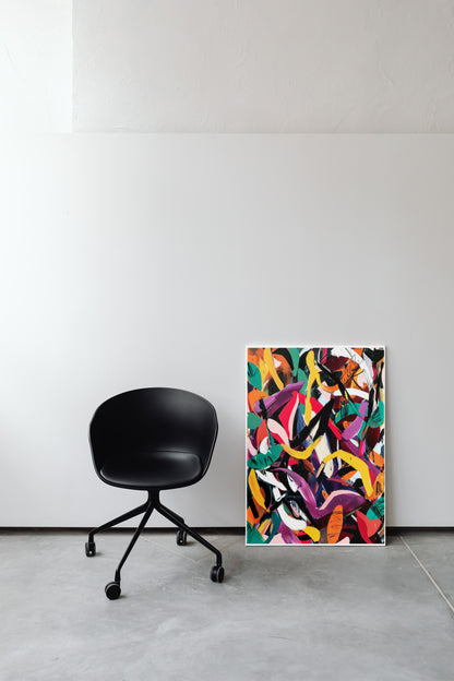 Dynamic Brushstroke Abstract Poster | Expressionist Color Splash Wall Art