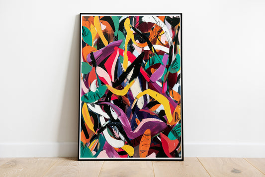 Dynamic Brushstroke Abstract Poster | Expressionist Color Splash Wall Art