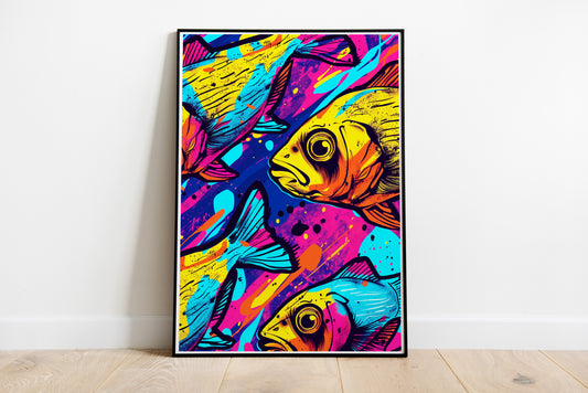 Retro Tropical Fish Poster | Gift for Fishermen and Dads